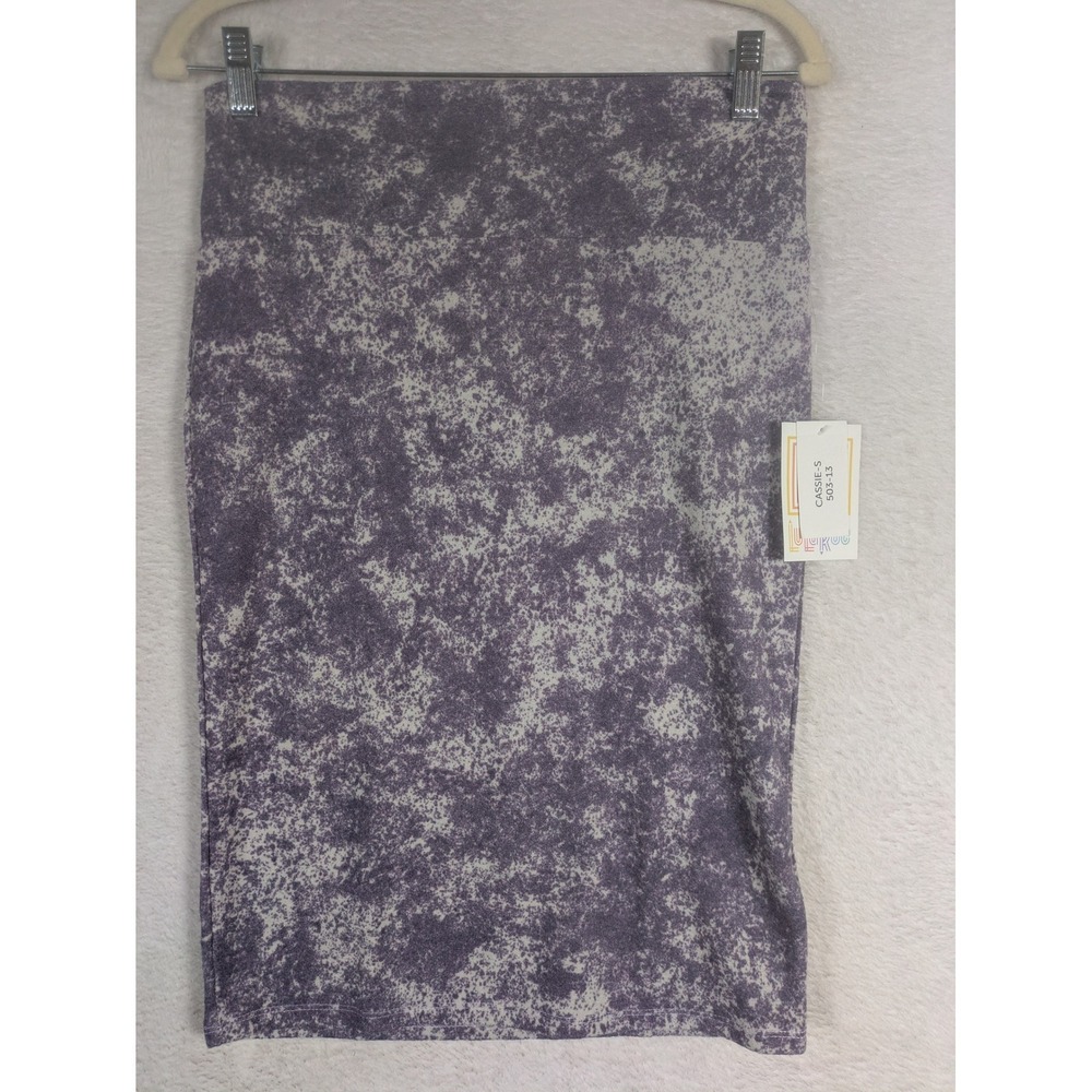 NEW LuLaRoe Cassie Skirt Women's S Purple White Textured Pencil Knee Length